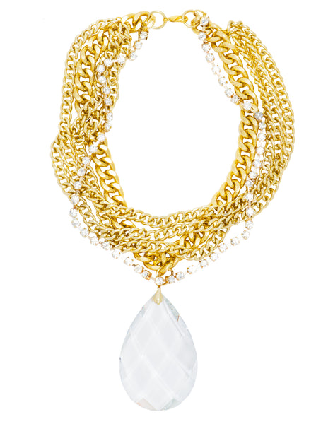 RIVIERA CHIC STATEMENT NECKLACE (GOLD/CLEAR/LG.)