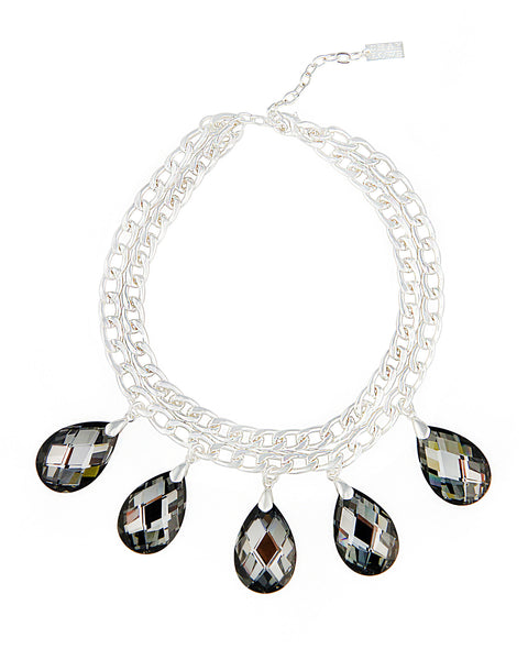 CROWNED IN CRYSTAL STATEMENT NECKLACE (CHROMIUM GREY)