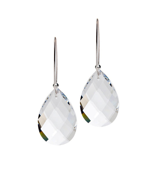 Clear Silver Hoop Statement Earrings