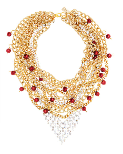 DAUNTING GLAMOUR STATEMENT NECKLACE (GOLD)