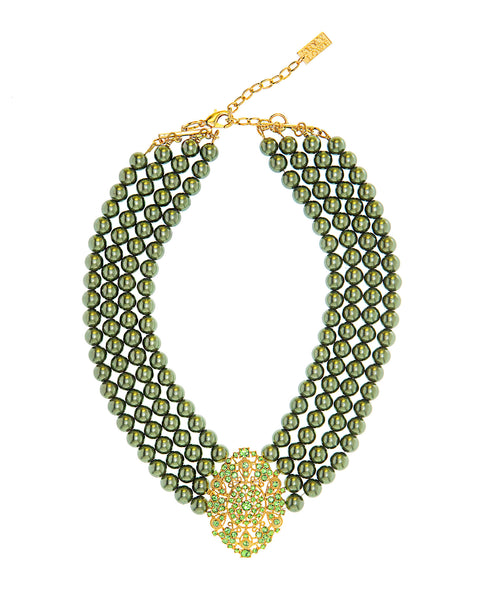 EMPRESS OF THE SEASON STATEMENT NECKLACE (GREEN)