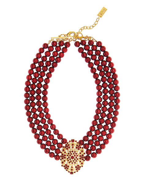 EMPRESS OF THE SEASON STATEMENT NECKLACE (MERLOT)