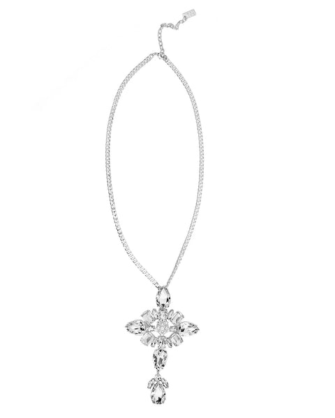 CRYSTAL ELEGANCE STATEMENT NECKLACE (SILVER/CLEAR)