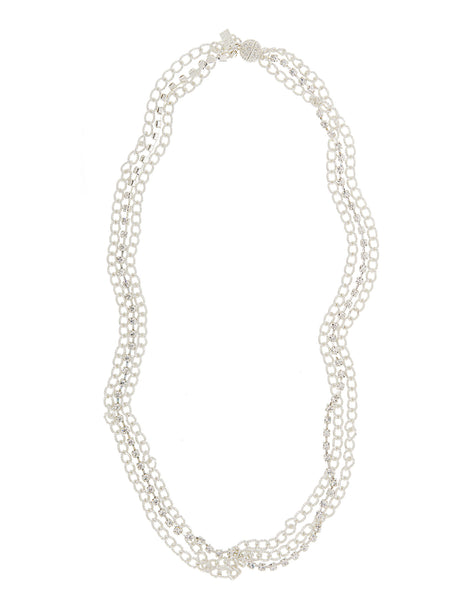 CLASSIC LAYERED STATEMENT NECKLACE (SILVER/CLEAR)