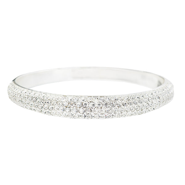PAVE PRINCESS STATEMENT BANGLE (SILVER)