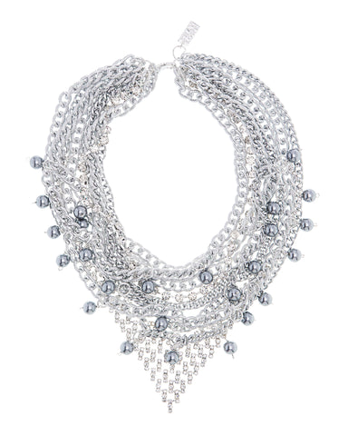 DAUNTING GLAMOUR STATEMENT NECKLACE (SILVER)