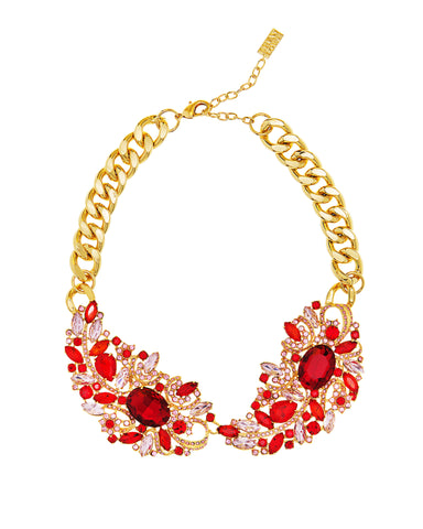 ENCRUSTED IN CRYSTAL STATEMENT NECKLACE (RED)