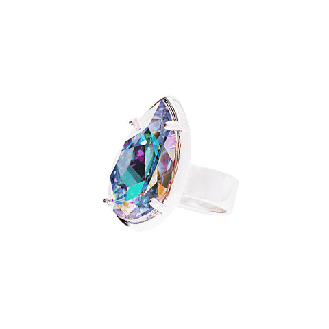 TOUCH OF CLASS STATEMENT RING (SILVER/AURORA BOREALIS)
