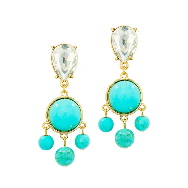 TURQUOISE GLAMOUR STATEMENT EARRINGS