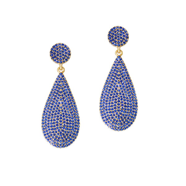 ON HOLIDAY GLAMOUR STATEMENT EARRINGS (GOLD/SAPPHIRE)