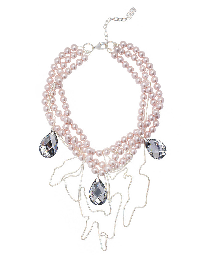 Buy Carlton London Pink And Off-White Gold-Plated Stone Studded And Beaded Statement  Necklace Online